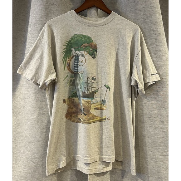 Vintage Caribbean Soul T Shirt Size XL 'Pirate Parrots Of The‎ Caribbean' 90s